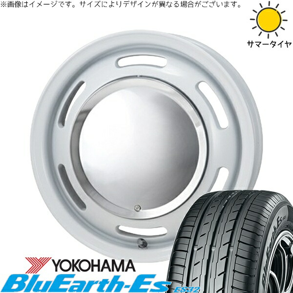 ソリオ MA26 MA36 デリカ 165/70R14 サマータイヤ ホイール 4本セット 新品 | ヨコハマタイヤ (YOKOHAMA) ブルーアース ES32 &times; パンドラ (PANDORA) ラグテック ネオムーン2 ホワイト 14インチ 4.5J +43 4穴100｜タイヤショップ オールテレーン