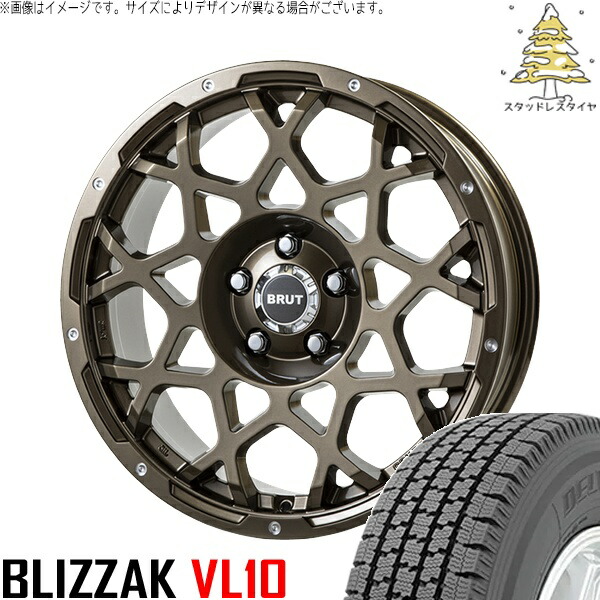 NV200 バネット デリカD3 165/80R14 スタッドレスタイヤ ホイール 4本セット 新品 | ブリヂストン (BRIDGESTONE) ブリザック VL10 &times; トライスター (TRISTAR) ブルート BR-55 シャンパンゴールド 14インチ 5J +42 4穴114.3｜タイヤショップ オールテレーン