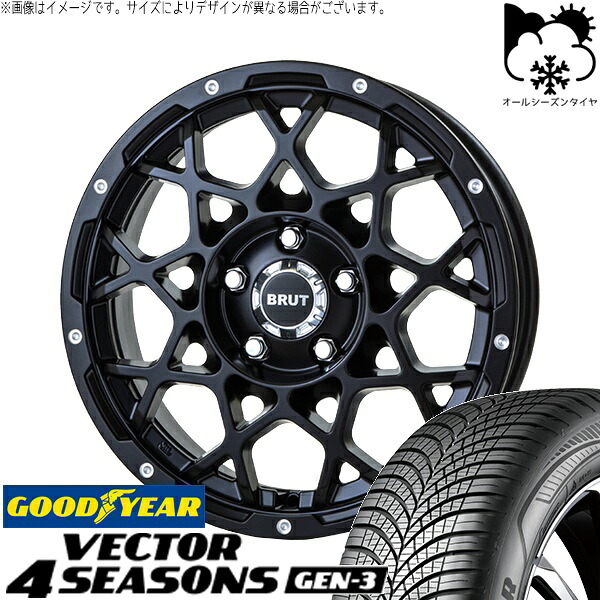 アウトランダー 225/55R18 オールシーズンタイヤ ホイール 4本セット 新品 | グッドイヤー (GOODYEAR) ベクター4シーズンズ GEN-3 × トライスター (TRISTAR) ブルート BR-55 ミルドサティンブラック 18インチ 8J +40 5穴114.3|タイヤショップ オールテレーン