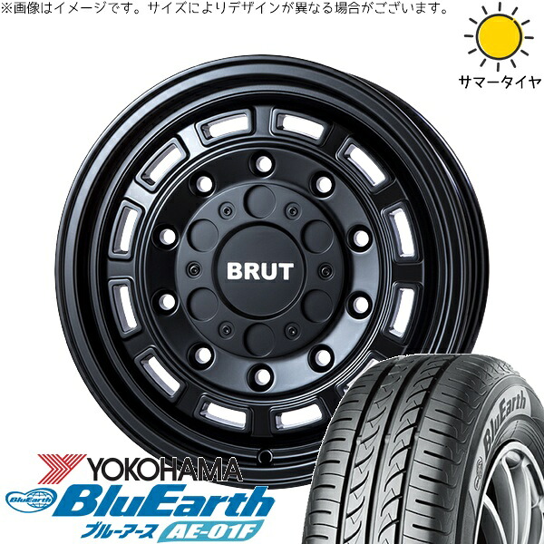 シエンタ 10系 195/55R16 サマータイヤ ホイール 4本セット 新品 | ヨコハマタイヤ (YOKOHAMA) ブルーアース AE-01F × トライスター (TRISTAR) ブルート BR-70 ミリタリーブラック 16インチ 6.5J +30 5穴100