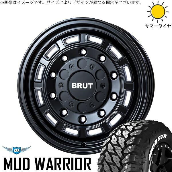 ハイエース専用 215/70R16 サマータイヤ ホイール 4本セット 新品 | モンスタタイヤ (MONSTA TYRE) マッドウォーリア &times; トライスター (TRISTAR) ブルート BR-70 ミリタリーブラック 16インチ 6.5J +38 6穴139.7｜タイヤショップ オールテレーン