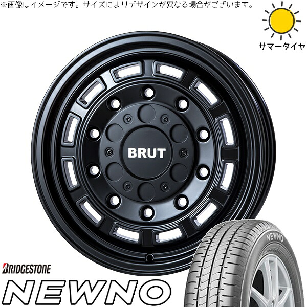 ウィッシュ シエンタ 195/60R16 サマータイヤ ホイール 4本セット 新品 | ブリヂストン (BRIDGESTONE) ニューノ × トライスター (TRISTAR) ブルート BR-70 ミリタリーブラック 16インチ 6.5J +30 5穴100