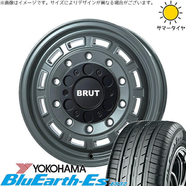 ハイエース専用 215/65R16 サマータイヤ ホイール 4本セット 新品 | ヨコハマタイヤ (YOKOHAMA) ブルーアース ES32 × トライスター (TRISTAR) ブルート BR-70 アーバンカーキ 16インチ 6.5J +38 6穴139.7