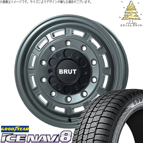 ハイエース専用 215/65R16 スタッドレスタイヤ ホイール 4本セット 新品 | グッドイヤー (GOODYEAR) アイスナビ8 × トライスター (TRISTAR) ブルート BR-70 アーバンカーキ 16インチ 6.5J +38 6穴139.7|タイヤショップ オールテレーン