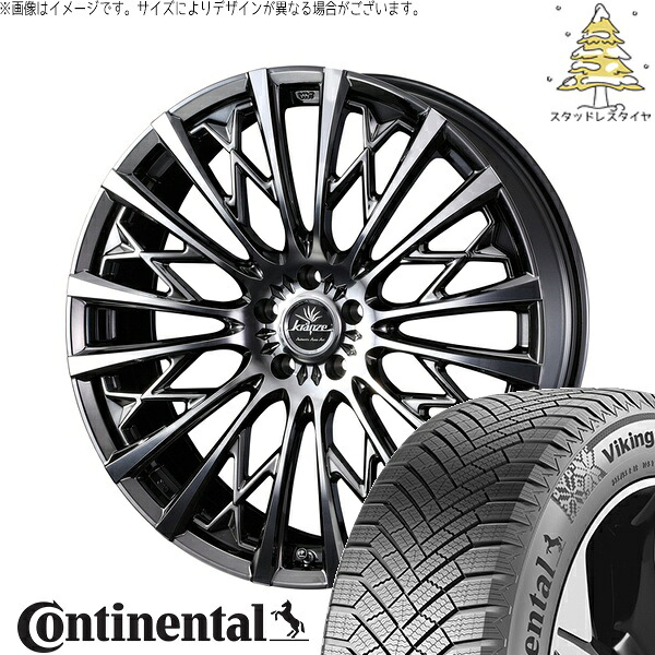 RAV4 アルファード ヴェルファイア 225/60R18 サマータイヤ ホイール 4本セット 新品 | コンチネンタル (Continental) バイキングコンタクト8 &times; ウェッズ (WEDS) クレンツェ シュリット 855EVO SBC/ポリッシュ 18インチ 7.5J +38 5穴114.3｜タイヤショップ オールテレーン
