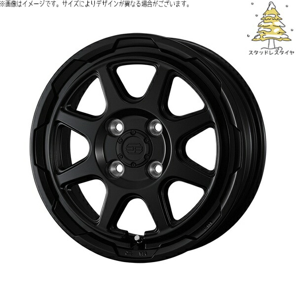 モコ ゼスト パレット ミラ 165/50R15 スタッドレスタイヤ ホイール 4本セット 新品 | おすすめ輸入タイヤ × ウェッズ (WEDS) スタットベルク セミマットブラック 15インチ 4.5J +45 4穴100