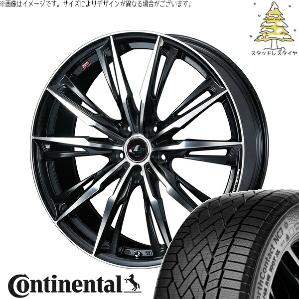 トヨタ シエンタ 170系 185/60R15 サマータイヤ ホイール 4本セット 新品 | コンチネンタル (Continental) ノースコンタクト NC7 × ウェッズ (WEDS) レオニス GX パールブラック/ミラーカット 15インチ 6J +45 5穴100