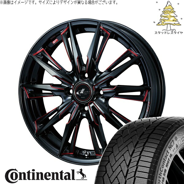 ノートオーラ 205/55R16 サマータイヤ ホイール 4本セット 新品 | コンチネンタル (Continental) ノースコンタクト NC7 &times; ウェッズ (WEDS) レオニス GX ブラック/SCマシニングレッド 16インチ 6J +42 4穴100｜タイヤショップ オールテレーン