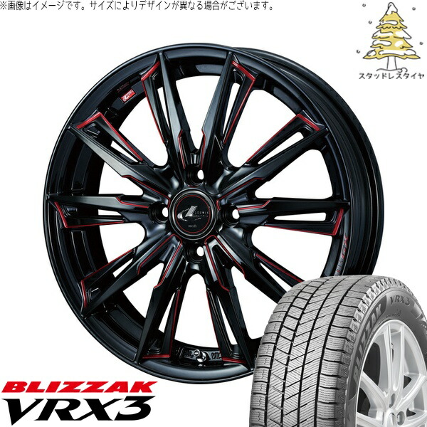 クロスビー ラクティス 175/60R16 サマータイヤ ホイール 4本セット 新品 | ブリヂストン (BRIDGESTONE) ブリザック VRX3 × ウェッズ (WEDS) レオニス GX ブラック/SCマシニングレッド 16インチ 6J +42 4穴100