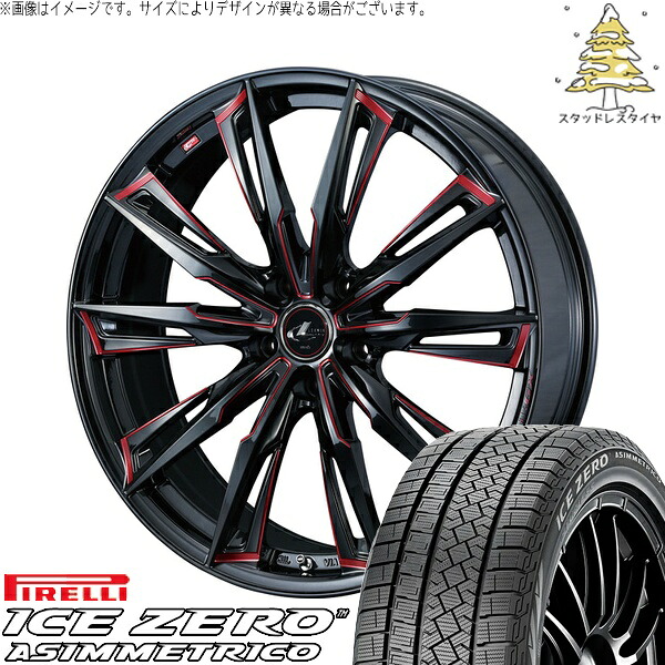 アウトバック 225/65R17 サマータイヤ ホイール 4本セット 新品 | ピレリ (PIRELLI) アイスゼロアシンメトリコ × ウェッズ (WEDS) レオニス GX ブラック/SCマシニングレッド 17インチ 7J +47 5穴100