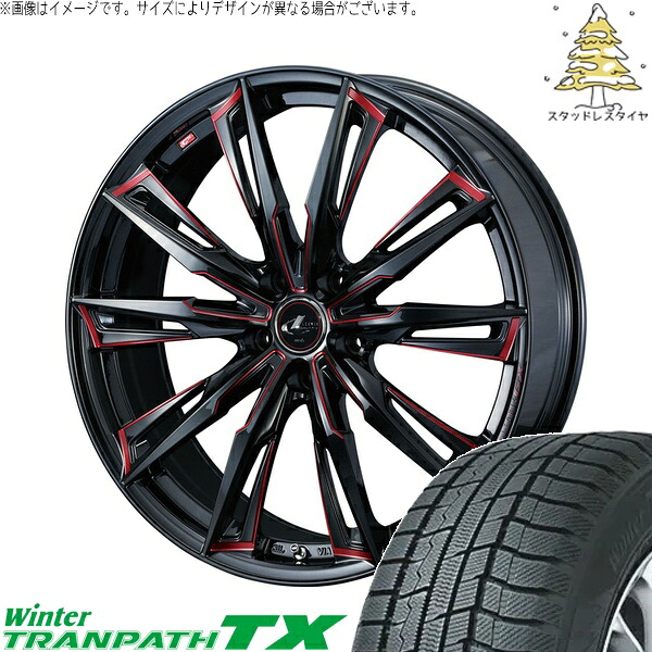 レヴォーグ 215/50R17 サマータイヤ ホイール 4本セット 新品 | トーヨータイヤ (TOYO TIRE) ウィンタートランパス TX × ウェッズ (WEDS) レオニス GX ブラック/SCマシニングレッド 17インチ 7J +53 5穴114.3