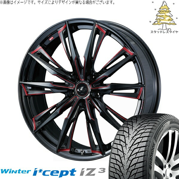 30アルファード 235/50R18 サマータイヤ ホイール 4本セット 新品 | ハンコック (HANKOOK) ウィンターアイセプト IZ3 W636 × ウェッズ (WEDS) レオニス GX ブラック/SCマシニングレッド 18インチ 8J +42 5穴114.3