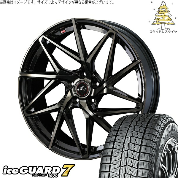 ヤリスクロス 215/50R18 サマータイヤ ホイール 4本セット 新品 | ヨコハマタイヤ (YOKOHAMA) アイスガードセブン IG70 × ウェッズ (WEDS) レオニス IT パールブラックミラーカット/チタントップ 18インチ 8J +42 5穴114.3