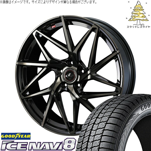 エスクァイア 205/55R16 サマータイヤ ホイール 4本セット 新品 | グッドイヤー (GOODYEAR) アイスナビ8 × ウェッズ (WEDS) レオニス IT パールブラックミラーカット/チタントップ 16インチ 6.5J +52 5穴114.3|タイヤショップ オールテレーン