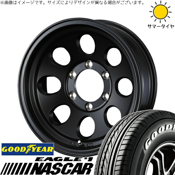 ジムニーシエラ 195/80R15 サマータイヤ ホイール 4本セット 新品 | グッドイヤー (GOODYEAR) イーグル ナスカー × ウェッズ (WEDS) ジムライン タイプ2 マットブラック 15インチ 6J ±0 5穴139.7