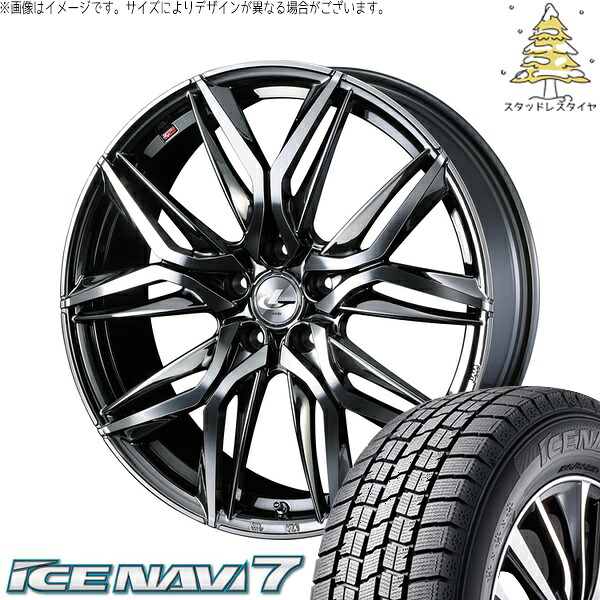 エクシーガ ウィッシュ 225/45R18 サマータイヤ ホイール 4本セット 新品 | グッドイヤー (GOODYEAR) アイスナビ7 × ウェッズ (WEDS) レオニス LM ブラックメタルコート/ミラーカット 18インチ 7J +47 5穴100