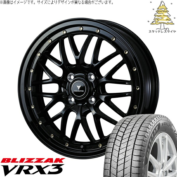 イグニス クロスビー 175/60R16 サマータイヤ ホイール 4本セット 新品 | ブリヂストン (BRIDGESTONE) ブリザック VRX3 × ウェッズ (WEDS) ノヴァリス アセット M1 ブラック/リムポリッシュ 16インチ 5J +45 4穴100