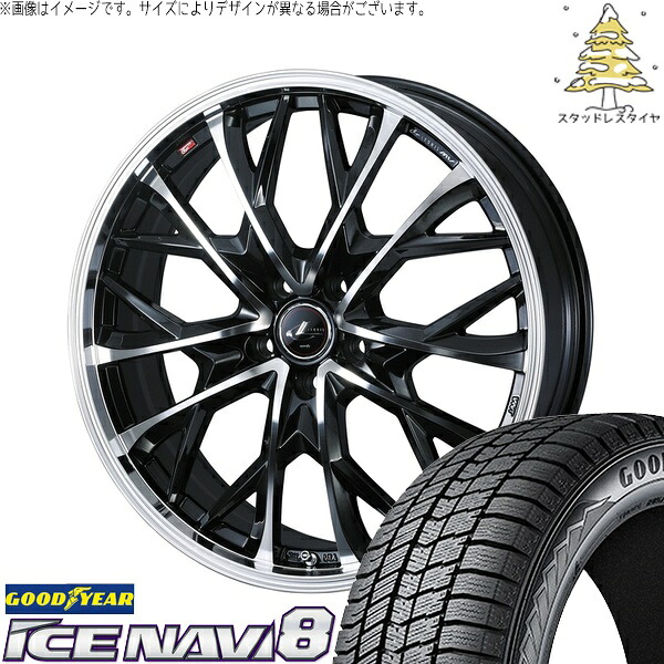 30アルファード 235/50R18 サマータイヤ ホイール 4本セット 新品 | グッドイヤー (GOODYEAR) アイスナビ8 × ウェッズ (WEDS) レオニス MV パールブラック/ミラーカット 18インチ 8J +42 5穴114.3