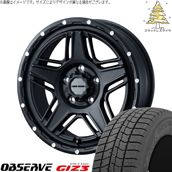 パジェロミニ 195/65R16 サマータイヤ ホイール 4本セット 新品 | トーヨータイヤ (TOYO TIRE) オブザーブ GIZ3 × ウェッズ (WEDS) マッドヴァンス07 フルマットブラック 16インチ 7J +38 5穴114.3