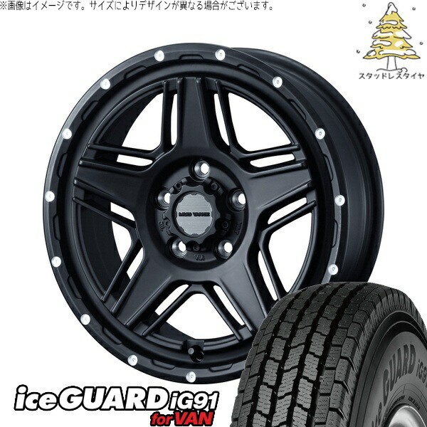パジェロミニ 185/85R16 サマータイヤ ホイール 4本セット 新品 | ヨコハマタイヤ (YOKOHAMA) アイスガード91 IG91 × ウェッズ (WEDS) マッドヴァンス07 フルマットブラック 16インチ 7J +38 5穴114.3
