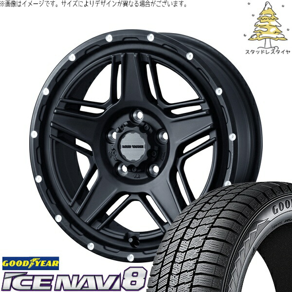 マツダ6 セルシオ 225/55R17 サマータイヤ ホイール 4本セット 新品 | グッドイヤー (GOODYEAR) アイスナビ8 × ウェッズ (WEDS) マッドヴァンス07 フルマットブラック 17インチ 7J +40 5穴114.3
