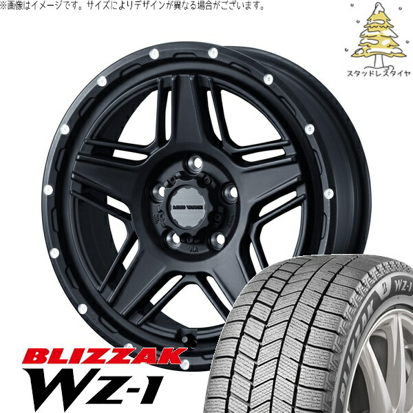 パジェロミニ 175/80R16 サマータイヤ ホイール 4本セット 新品 | ブリヂストン (BRIDGESTONE) ブリザック WZ-1 × ウェッズ (WEDS) マッドヴァンス07 フルマットブラック 16インチ 7J +38 5穴114.3