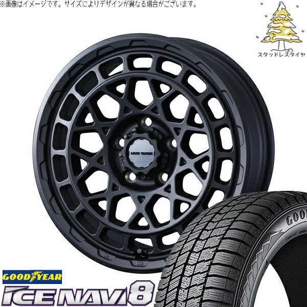 マツダ6 セルシオ 225/55R17 サマータイヤ ホイール 4本セット 新品 | グッドイヤー (GOODYEAR) アイスナビ8 × ウェッズ (WEDS) マッドヴァンスX タイプM フルマットブラック 17インチ 7J +38 5穴114.3