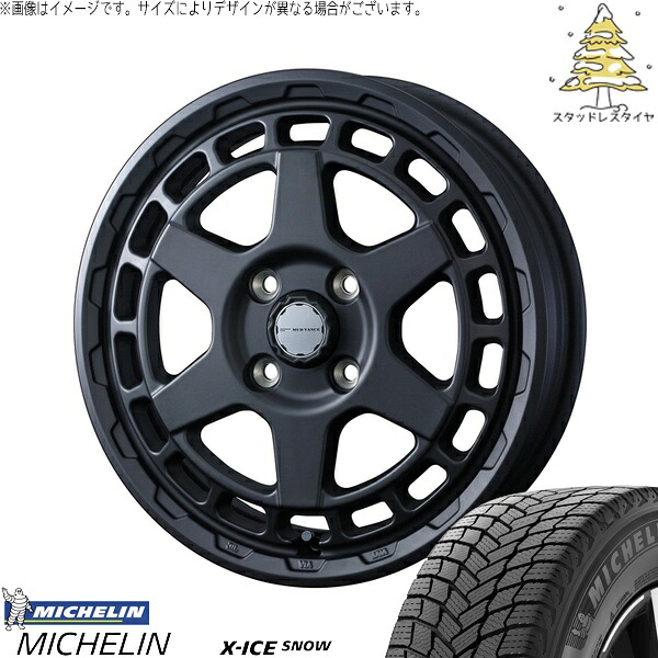 タント ムーブ ワゴンR ラパン 165/55R15 サマータイヤ ホイール 4本セット 新品 | ミシュラン (MICHELIN) エックスアイス スノー × ウェッズ (WEDS) マッドヴァンスX タイプS フルマットブラック 15インチ 4.5J +45 4穴100