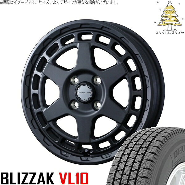 ハイゼットジャンボ 145/80R12 サマータイヤ ホイール 4本セット 新品 | ブリヂストン (BRIDGESTONE) ブリザック VL10 × ウェッズ (WEDS) マッドヴァンスX タイプS フルマットブラック 12インチ 4J +40 4穴100