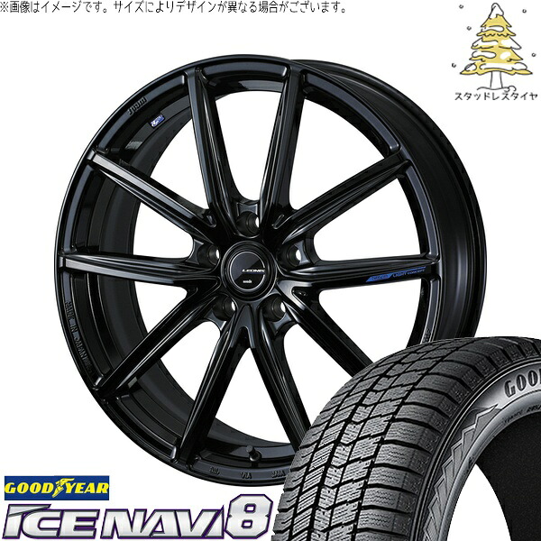 30アルファード 235/50R18 サマータイヤ ホイール 4本セット 新品 | グッドイヤー (GOODYEAR) アイスナビ8 × ウェッズ (WEDS) レオニス ナヴィア08 プレミアムブラック 18インチ 8J +42 5穴114.3