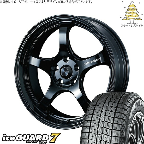 GN アウトランダー 235/60R18 サマータイヤ ホイール 4本セット 新品 | ヨコハマタイヤ (YOKOHAMA) アイスガードセブン IG70 × ウェッズ (WEDS) ウェッズスポーツ RN05M グロスブラック 18インチ 8J +35 5穴114.3|タイヤショップ オールテレーン