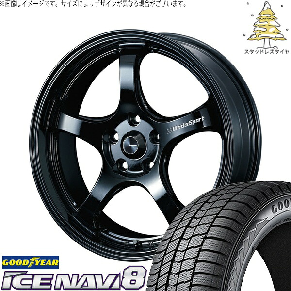 レヴォーグ 225/45R18 サマータイヤ ホイール 4本セット 新品 | グッドイヤー (GOODYEAR) アイスナビ8 × ウェッズ (WEDS) ウェッズスポーツ RN05M グロスブラック 18インチ 7.5J +45 5穴114.3