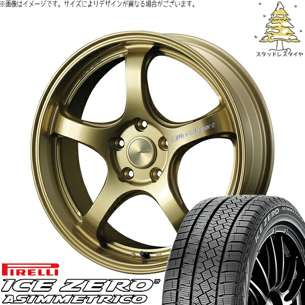 セレナ C28 カローラクロス WR-V 225/50R18 サマータイヤ ホイール 4本セット 新品 | ピレリ (PIRELLI) アイスゼロアシンメトリコ × ウェッズ (WEDS) ウェッズスポーツ RN05M ゴールド 18インチ 7.5J +45 5穴114.3