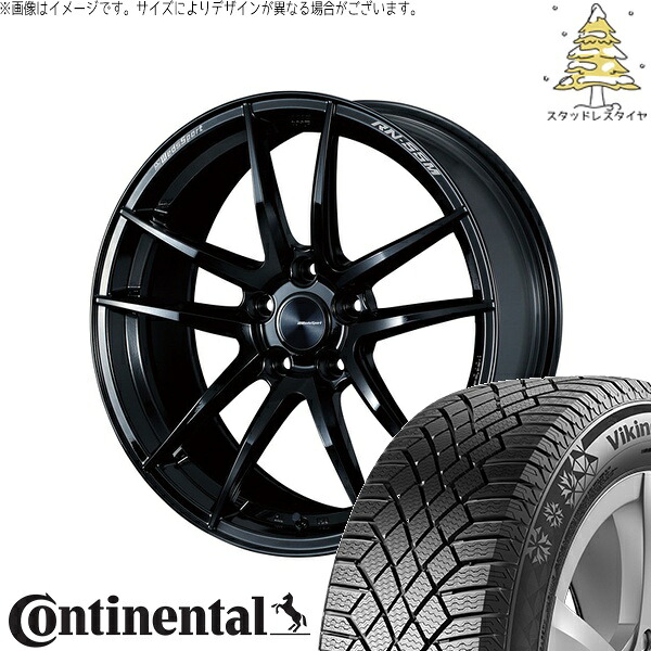 GN アウトランダー 235/60R18 サマータイヤ ホイール 4本セット 新品 | コンチネンタル (Continental) バイキングコンタクト7 &times; ウェッズ (WEDS) ウェッズスポーツ RN55M グロスブラック 18インチ 8J +35 5穴114.3｜タイヤショップ オールテレーン