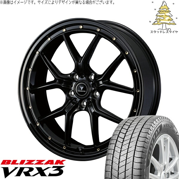 インプレッサ 215/40R18 サマータイヤ ホイール 4本セット 新品 | ブリヂストン (BRIDGESTONE) ブリザック VRX3 × ウェッズ (WEDS) ノヴァリス アセット S1 ブラック/ゴールドピアス 18インチ 7.5J +53 5穴114.3
