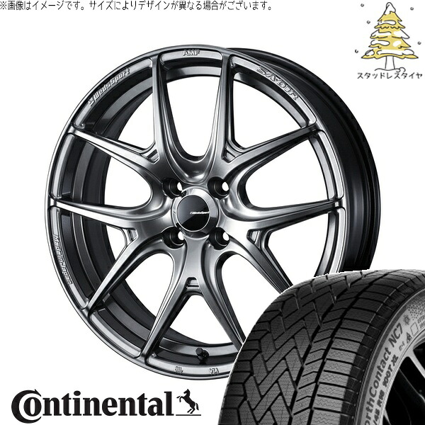 ノートオーラ 195/65R15 サマータイヤ ホイール 4本セット 新品 | コンチネンタル (Continental) ノースコンタクト NC7 × ウェッズ (WEDS) ウェッズスポーツ SA01R プラチナシルバーブラック 15インチ 6J +48 4穴100
