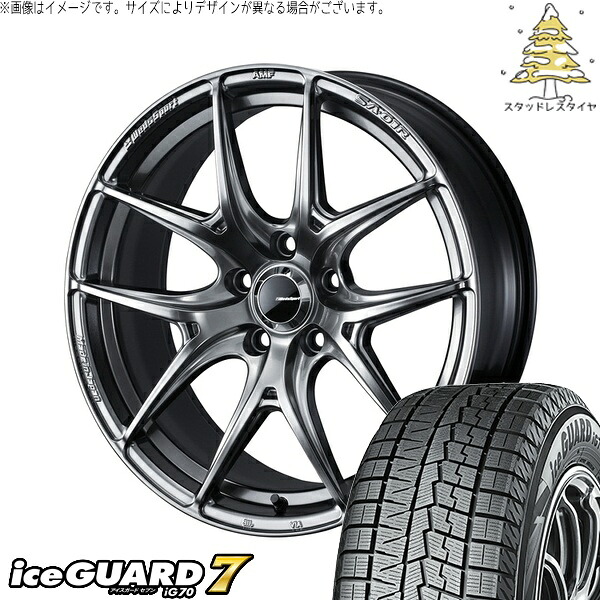 オデッセイ ヤリスクロス WR-V 215/55R17 サマータイヤ ホイール 4本セット 新品 | ヨコハマタイヤ (YOKOHAMA) アイスガードセブン IG70 × ウェッズ (WEDS) ウェッズスポーツ SA01R プラチナシルバーブラック 17インチ 7J +53 5穴114.3