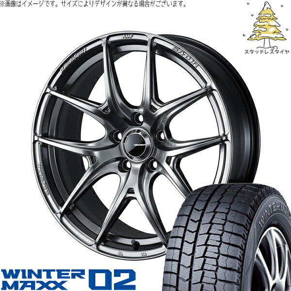 カローラクロス 215/60R17 サマータイヤ ホイール 4本セット 新品 | ダンロップ (DUNLOP) ウィンターマックス02 × ウェッズ (WEDS) ウェッズスポーツ SA01R プラチナシルバーブラック 17インチ 7J +40 5穴114.3|タイヤショップ オールテレーン