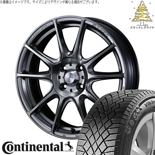 フィット マーチ 185/55R15 サマータイヤ ホイール 4本セット 新品 | コンチネンタル (Continental) バイキングコンタクト7 × ウェッズ (WEDS) ウェッズスポーツ SA25R プラチナシルバーブラック 15インチ 6J +48 4穴100