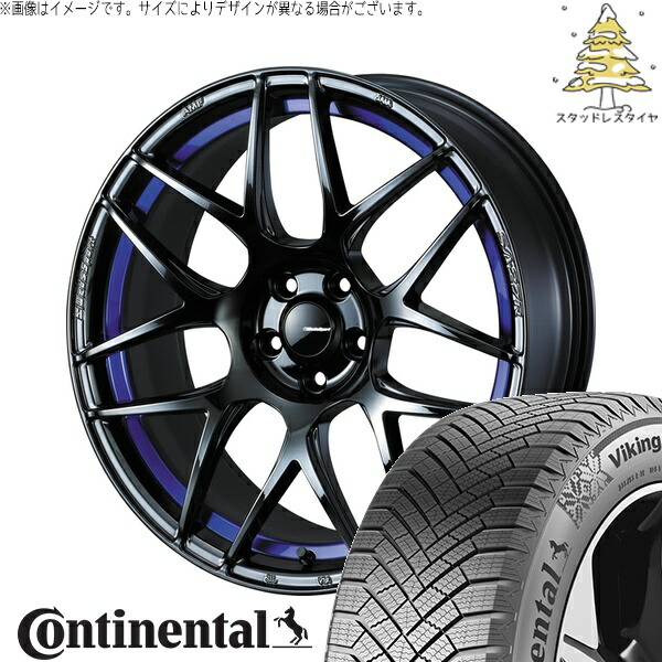 UX CH-R エスティマ 225/50R18 サマータイヤ ホイール 4本セット 新品 | コンチネンタル (Continental) バイキングコンタクト8 × ウェッズ (WEDS) ウェッズスポーツ SA27R ブルーライトクローム2 18インチ 8J +42 5穴114.3