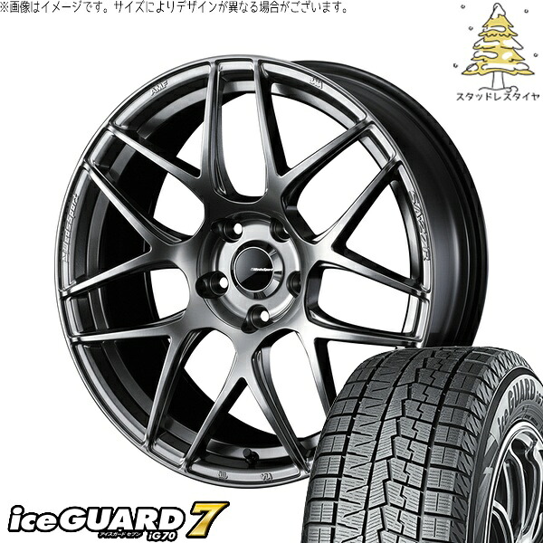 タント ムーブ ワゴンR ラパン 165/50R16 サマータイヤ ホイール 4本セット 新品 | ヨコハマタイヤ (YOKOHAMA) アイスガードセブン IG70 × ウェッズ (WEDS) ウェッズスポーツ SA27R プラチナシルバーブラック 16インチ 5J +45 4穴100