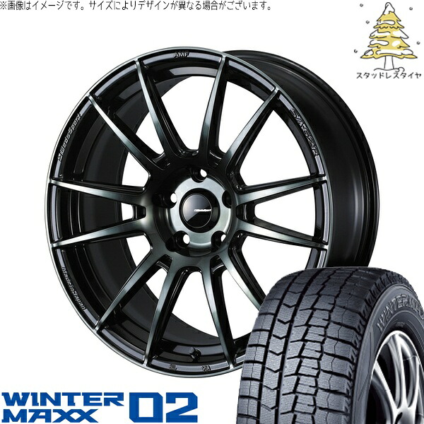 プリスウα 215/50R17 サマータイヤ ホイール 4本セット 新品 | ダンロップ (DUNLOP) ウィンターマックス02 × ウェッズ (WEDS) ウェッズスポーツ SA62R ウォースブラッククリアー 17インチ 7.5J +45 5穴114.3