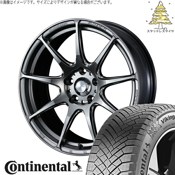 アコード CU CR 225/50R17 サマータイヤ ホイール 4本セット 新品 | コンチネンタル (Continental) バイキングコンタクト8 × ウェッズ (WEDS) ウェッズスポーツ SA99R プラチナシルバーブラック 17インチ 7J +53 5穴114.3