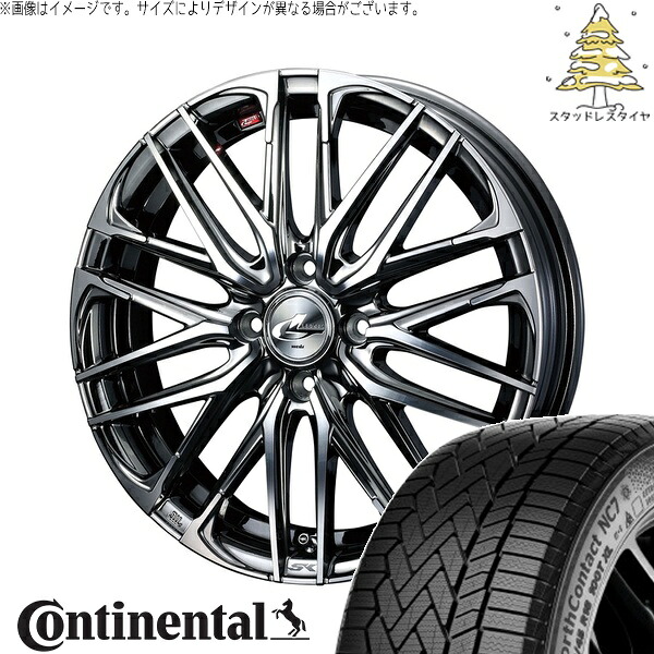 ノートオーラ 205/55R16 サマータイヤ ホイール 4本セット 新品 | コンチネンタル (Continental) ノースコンタクト NC7 × ウェッズ (WEDS) レオニス SK ブラックメタルコート/ミラーカット 16インチ 6J +42 4穴100