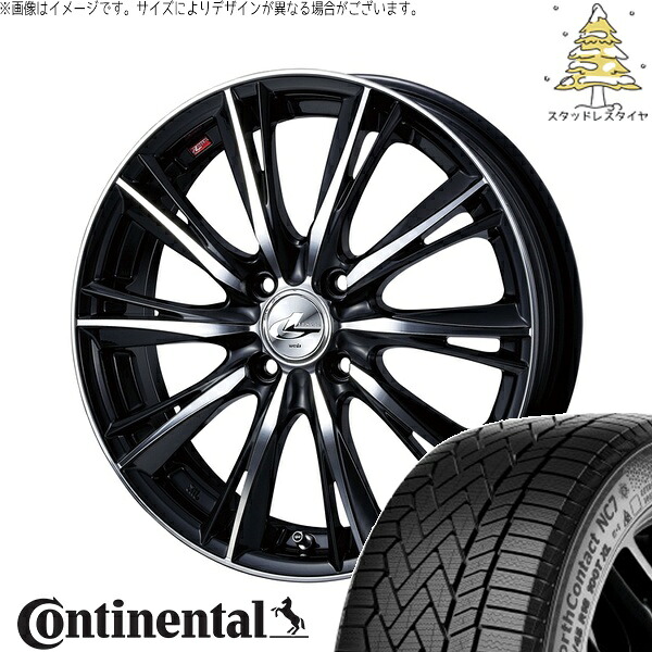 クロスビー アクア 175/65R15 サマータイヤ ホイール 4本セット 新品 | コンチネンタル (Continental) ノースコンタクト NC7 × ウェッズ (WEDS) レオニス WX ブラックミラーカット 15インチ 5.5J +43 4穴100