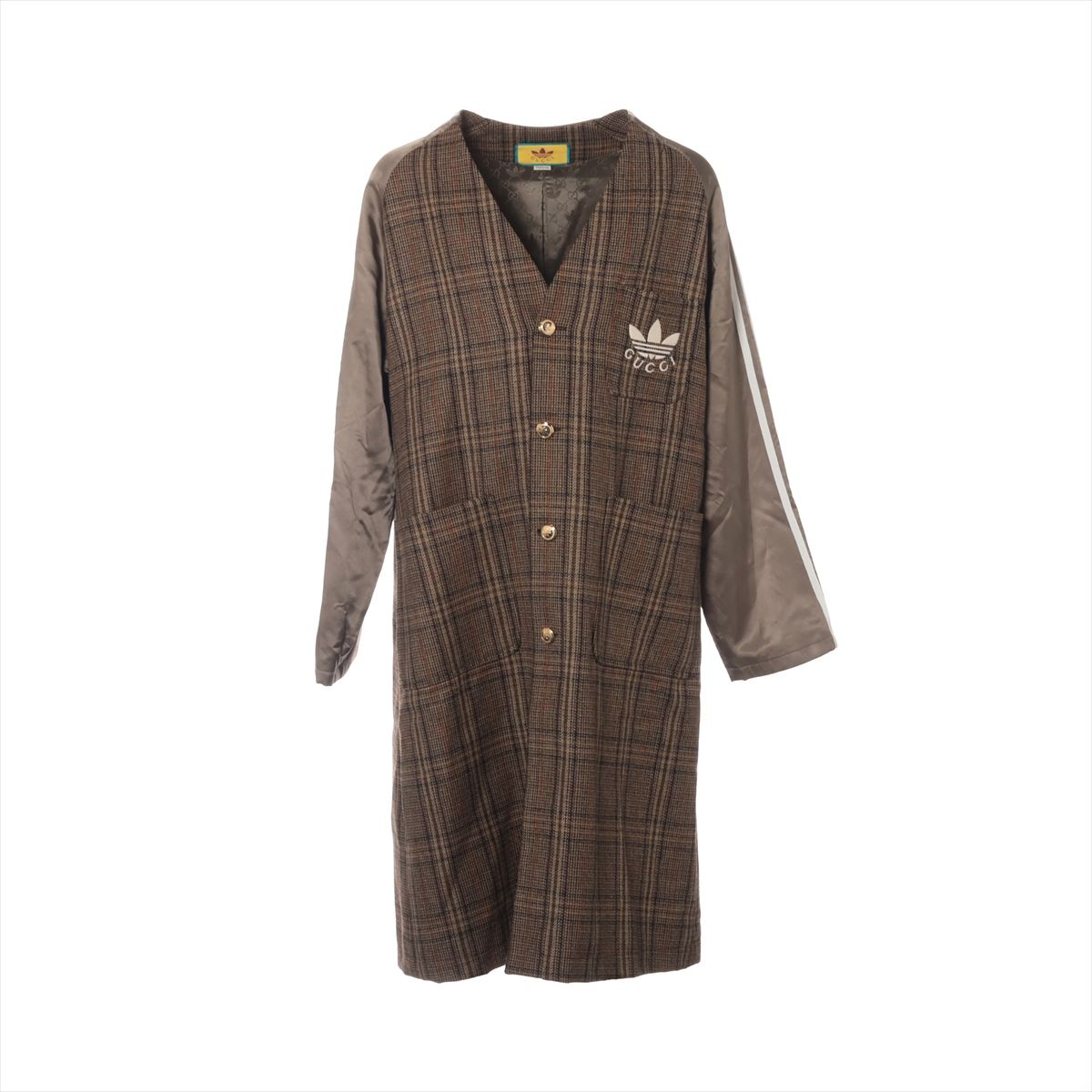【中古】グッチ×アディダス ウール コート 44 メンズ ブラウン 710398