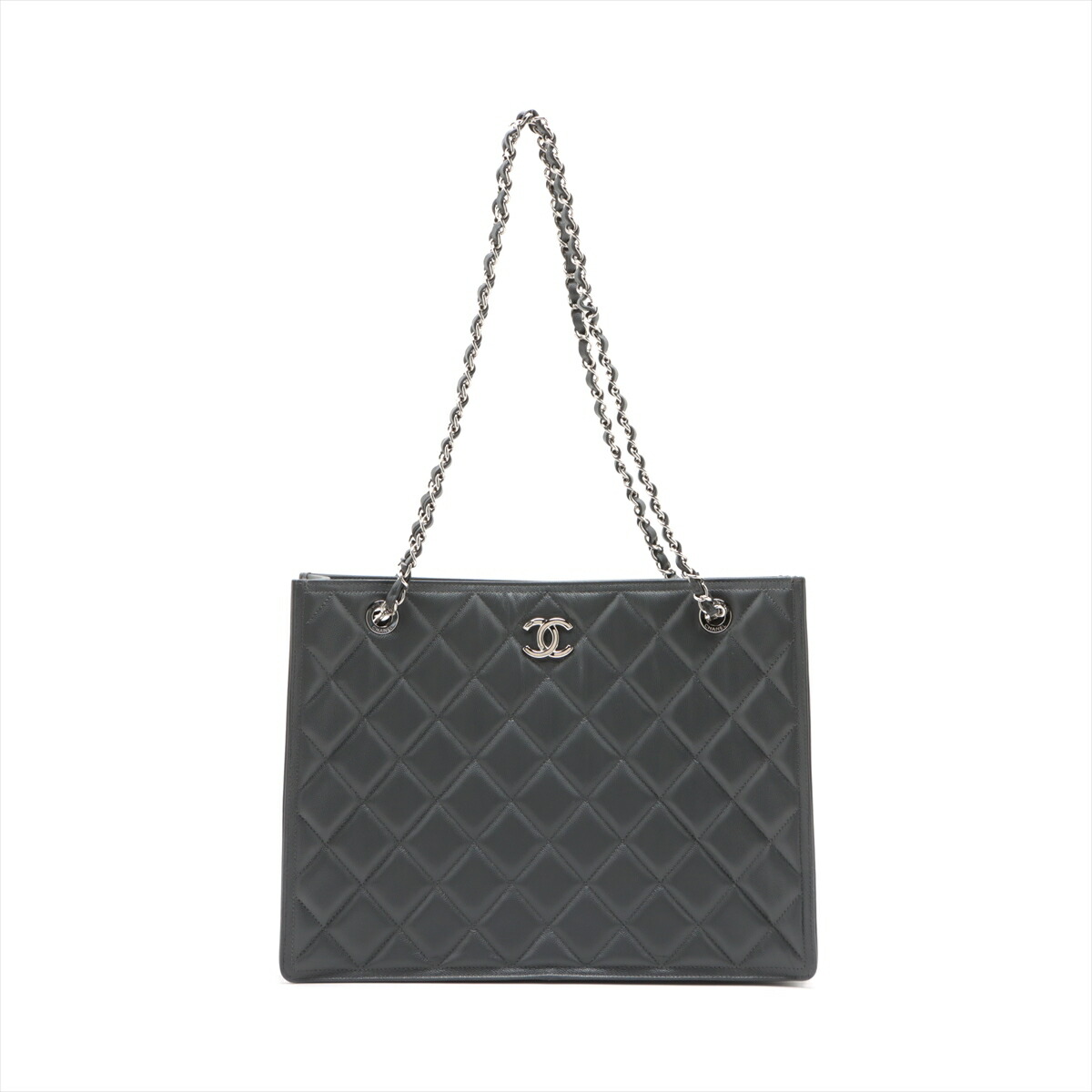 シャネル マトラッセ カーフィア トートバッグ CHANEL （美品）シャネル マトラッセ ココマーク チェーン