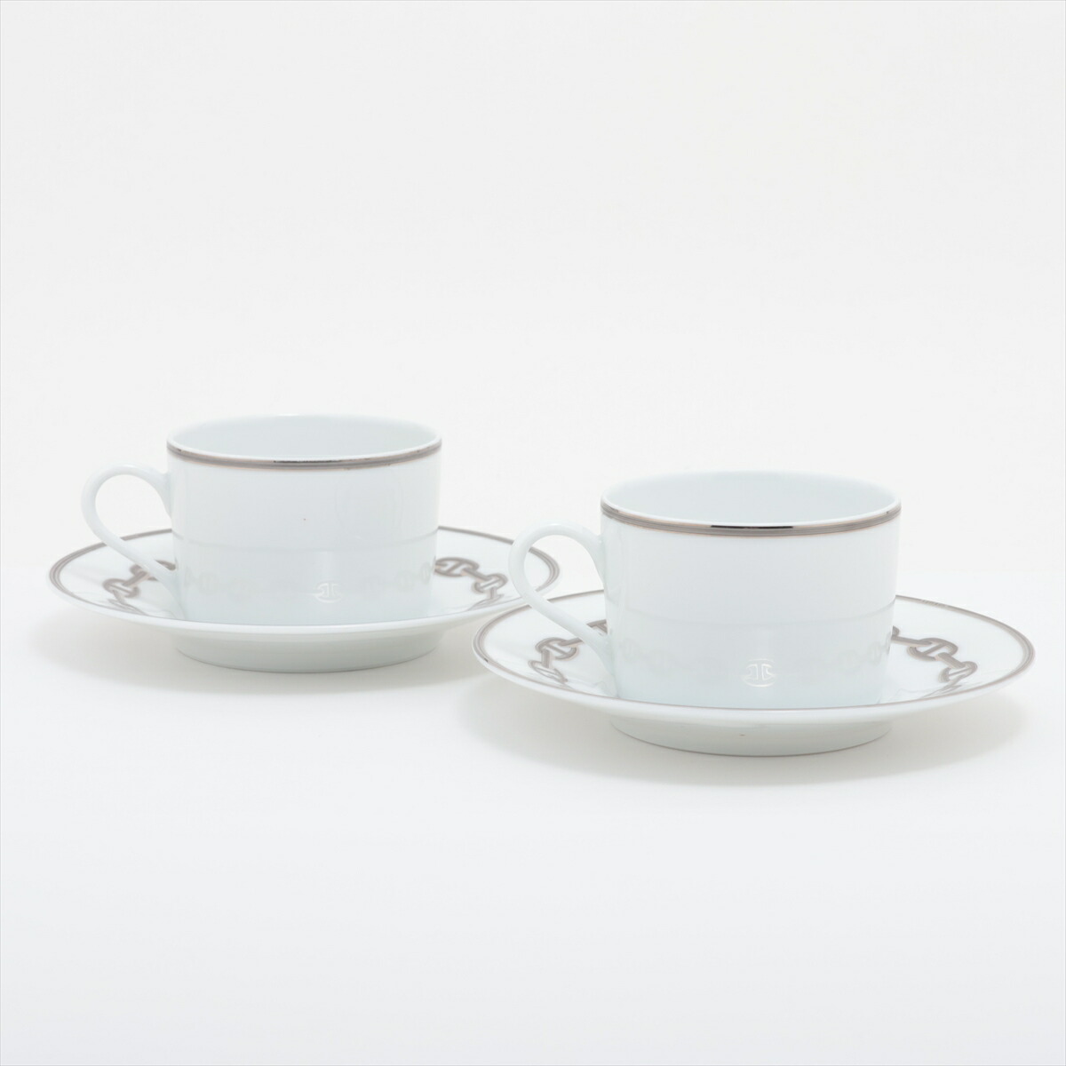 エルメス　シェーヌダンクル　カップ&ソーサ HERMES (エルメス) カップ&ソーサー 内部/底変色有 chaine d