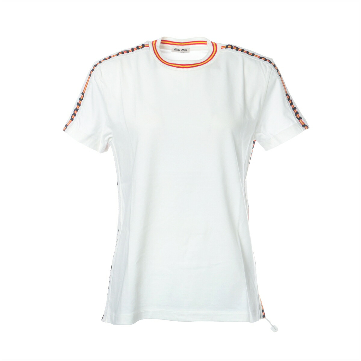 miumiu 定価10万 ビジューとレースの襟付きロゴTシャツ miumiu 定価10万 ビジューとレースの襟付きロゴTシャツ