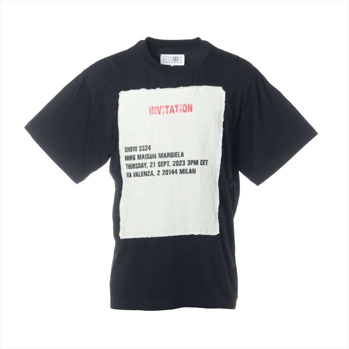 【中古】MM6 24SS コットン Tシャツ XS メンズ ブラック SH2GC0006 6 INVITATION